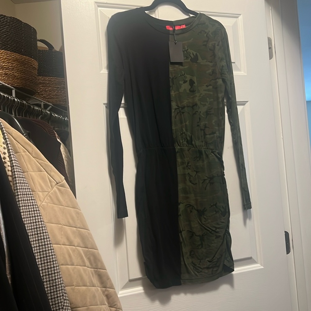 Half tone, black and camo dress